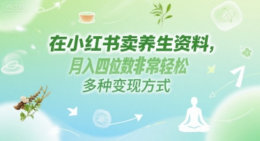 在小红书卖养生资料,月入四位数非常轻松,多种变现方式-网创资源网