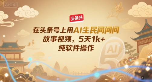 在头条号上用AI生民间故事视频,5天1k+,纯软件操作-网创资源网